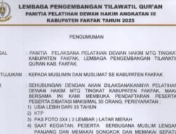 Pelatihan Dewan Hakim MTQ ke XI di Fakfak Akan Dibuka, Ini Persiapannya