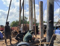 Satgas Jembatan Gantung Kuala Duabelas Pasang Tiang Pylon, Langkah Penting Wujudkan Akses Penghubung Desa