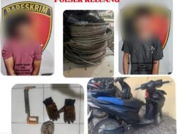 Terciduk Warga Saat Beraksi, Dua Pelaku Pencurian Kabel PT MEP Ditahan Polsek Keluang