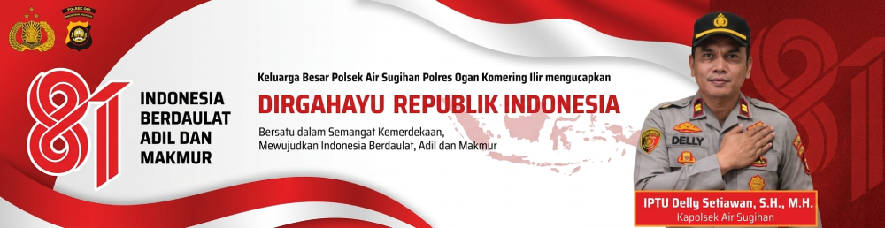 banner ucapan HUT RI Polsek Air Sugihan