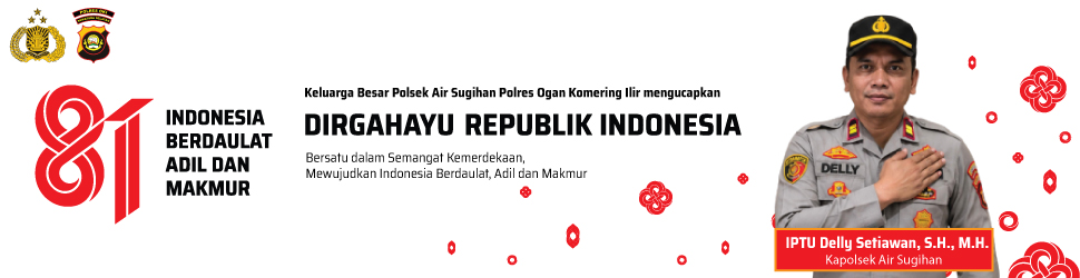 banner ucapan HUT RI Polsek Air Sugihan