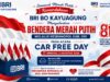 BRI BO Kayuagung Salurkan Bendera Merah Putih Melalui Kesbangpol OKI pada Acara Car Free Day