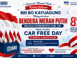 BRI BO Kayuagung Salurkan Bendera Merah Putih Melalui Kesbangpol OKI pada Acara Car Free Day