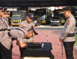 Upacara Serah Terima Jabatan Sejumlah Pejabat Utama dan Kapolsek Jajaran Polres Musi Banyuasin