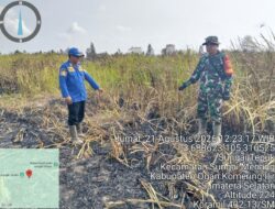 Babinsa Koramil 402-13/Sungai Menang Berjibaku Padamkan Karhutla di Desa Sungai Tepuk
