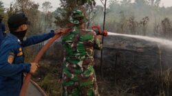 Babinsa Koramil 402-07/Indralaya Padamkan Kebakaran Tumpukan Sampah di Kelurahan Timbangan