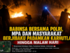 Babinsa Bersama Polri, MPA dan Masyarakat Berjibaku Padamkan Karhutla hingga Malam Hari