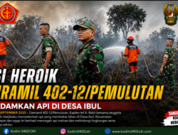 Aksi Heroik Danramil 402-12/Pemulutan Memadamkan Api di Desa Ibul