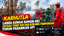 Karhutla Landa Sungai Bungin OKI, Satgas Yonif 949 dan Koramil Pampangan Turun Padamkan Api