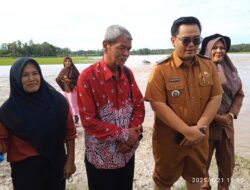 Baru Sehari Jabat Camat Palas, Muhamad Iqbal Fuat Langsung Tinjau Tanggul Jebol Ancam Ratusan Hektar Sawah Warga
