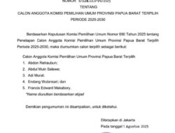 KPU RI Tetapkan 5 Anggota KPU Papua Barat Periode 2025–2030