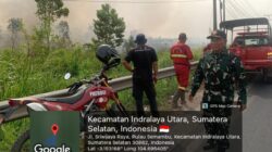 Danramil 402-07/Indralaya Bersama Babinsa Berjibaku Padamkan Karhutla di Desa Pulau Semambu