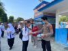 Polres OKI Bagikan Masker kepada Pelajar SMPN 6 Kayuagung, Cegah Dampak Kabut Asap Karhutla