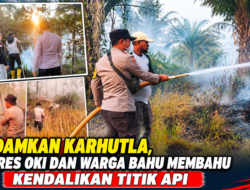 Padamkan Karhutla, Polres OKI dan Warga Bahu Membahu Kendalikan Titik Api