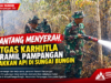 Pantang Menyerah, Satgas Karhutlah Koramil Pampangan Jinakkan Api di Sungai Bungin
