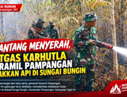 Pantang Menyerah, Satgas Karhutlah Koramil Pampangan Jinakkan Api di Sungai Bungin