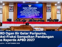 DPRD Ogan Ilir Gelar Paripurna, Fraksi-Fraksi Sampaikan Pandangan atas Raperda APBD 2027